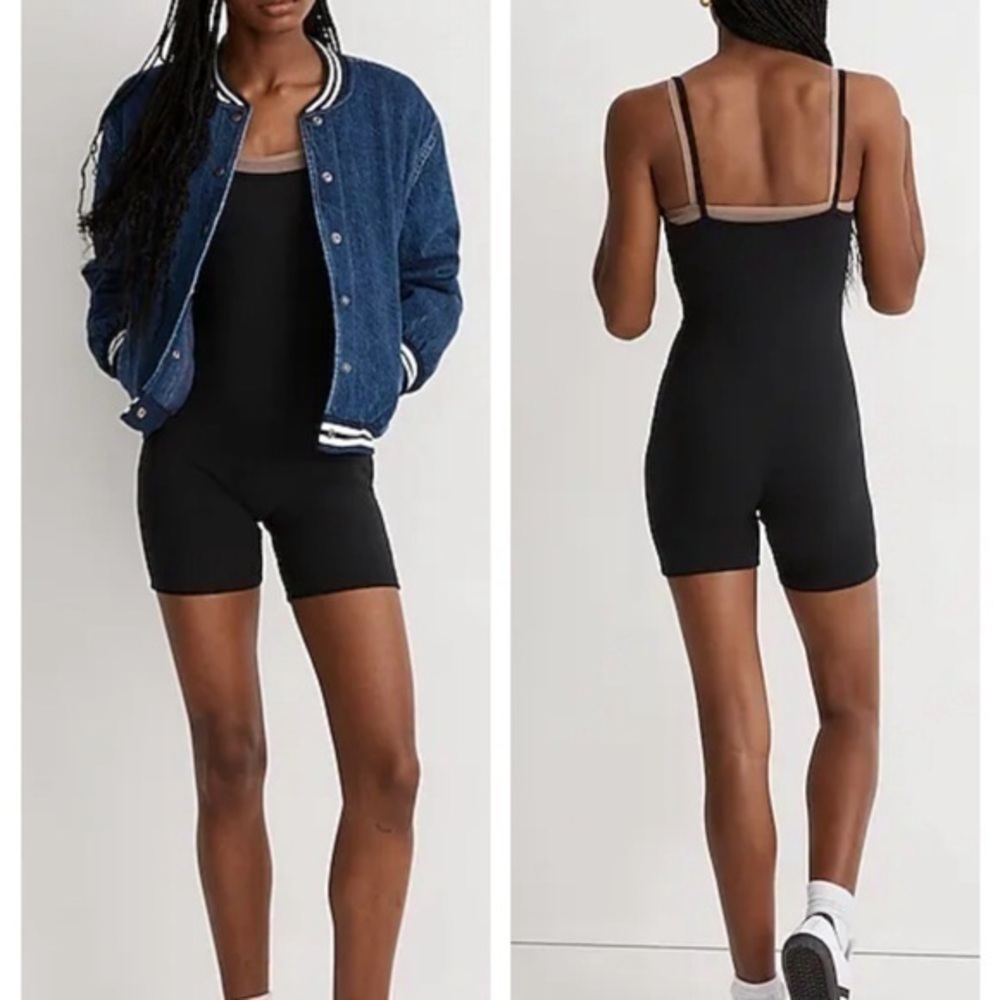 Madewell Knit Biker Unitard Shorts Black XS NWT
